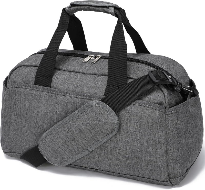 Ineetatu 14 inch Small Gym Bag for Women & Men, Mini Duffel Bag for Travel Sports Lightweight Carry On Bag, Grey - Image 1